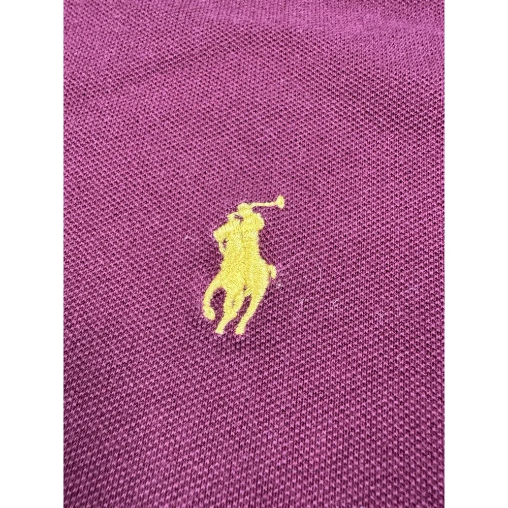 Polo Ralph Lauren Mens XXL Spell Out Polo Shirt Burgundy Yellow Pony Color Block